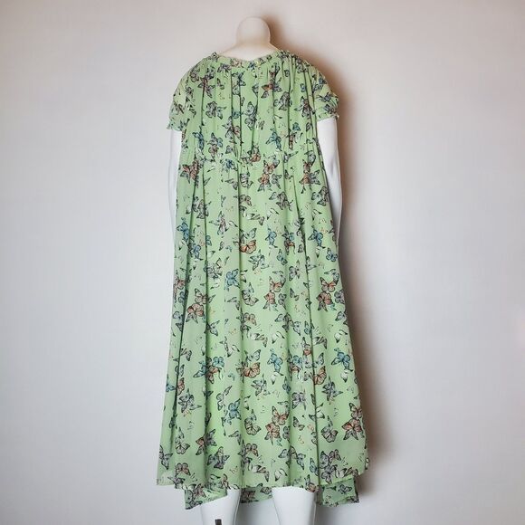 Torrid Green Chiffon Butterfly Print Peasant Midi Dress - Picture 5 of 10